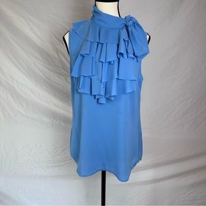 BANANA REPUBLIC RUFFLED SLEEVELESS BLOUSE SIZE SMALL BLUE
